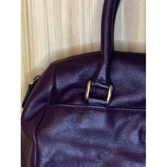 vintage leather aigner satchel purse, Shoulder Strap And Handles, Gold Accents - Picture 3 of 12